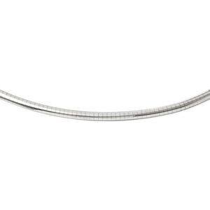 4mm 14k White Gold Domed Omega Chain Necklace, 18 Inch